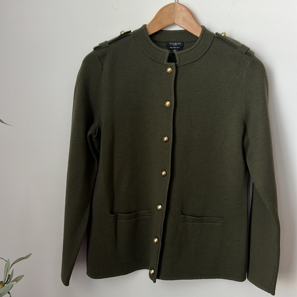 Talbots Military Style Pure Merino Wool
Cardigan Sweater - Picture 6 of 11
